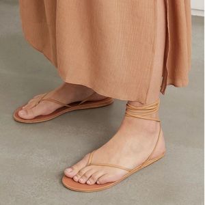 NEW Ancient Greek Sandals Celia Ankle Tie Leather Sandal *Natural*